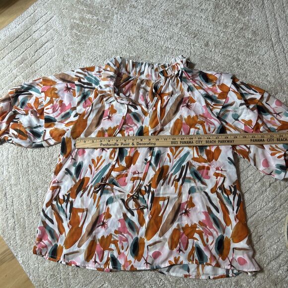 Amaryllis M L Multi Color Ruffled Blouse Flower - Picture 6 of 9